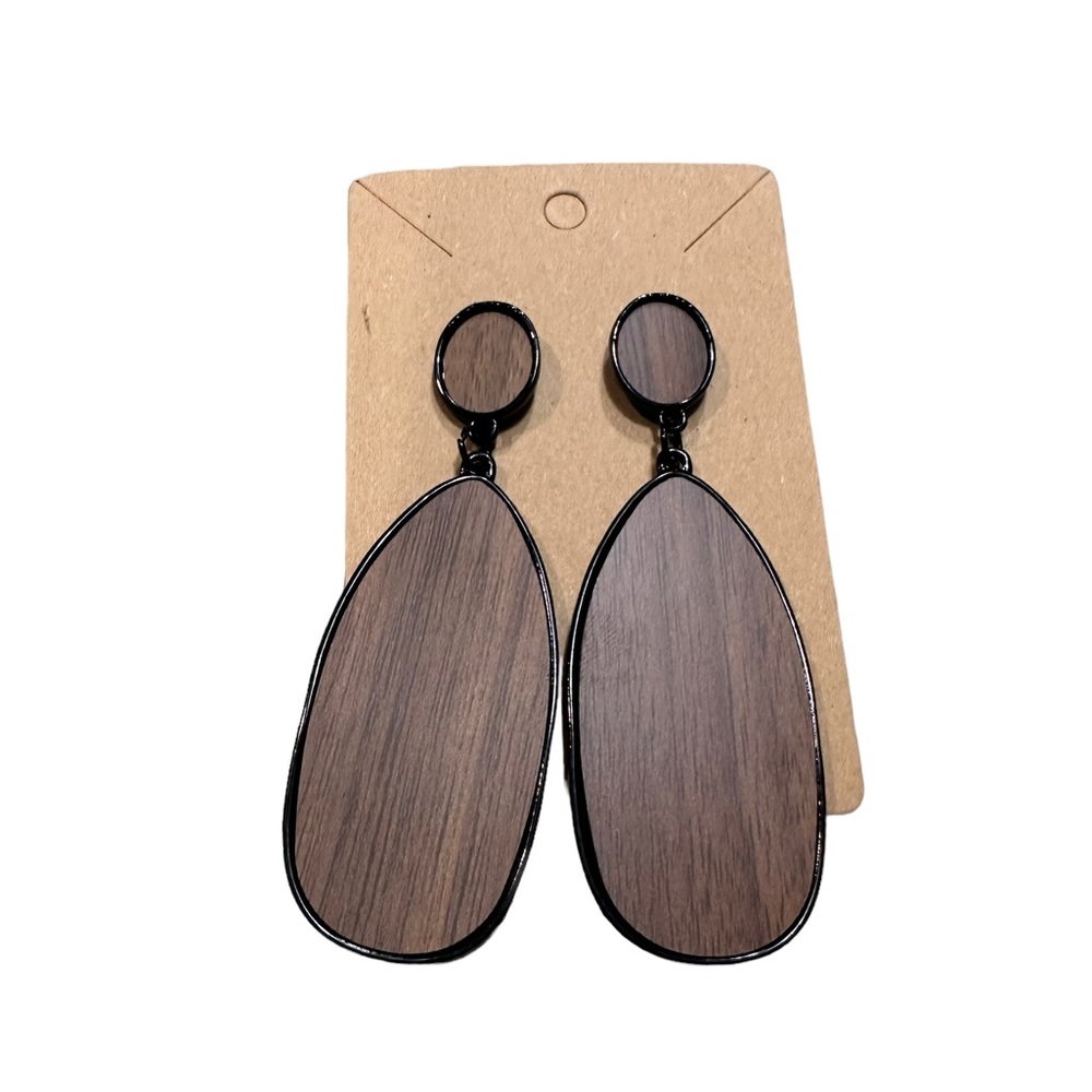 Acrylic Wood Grain Geometric Drop Earrings